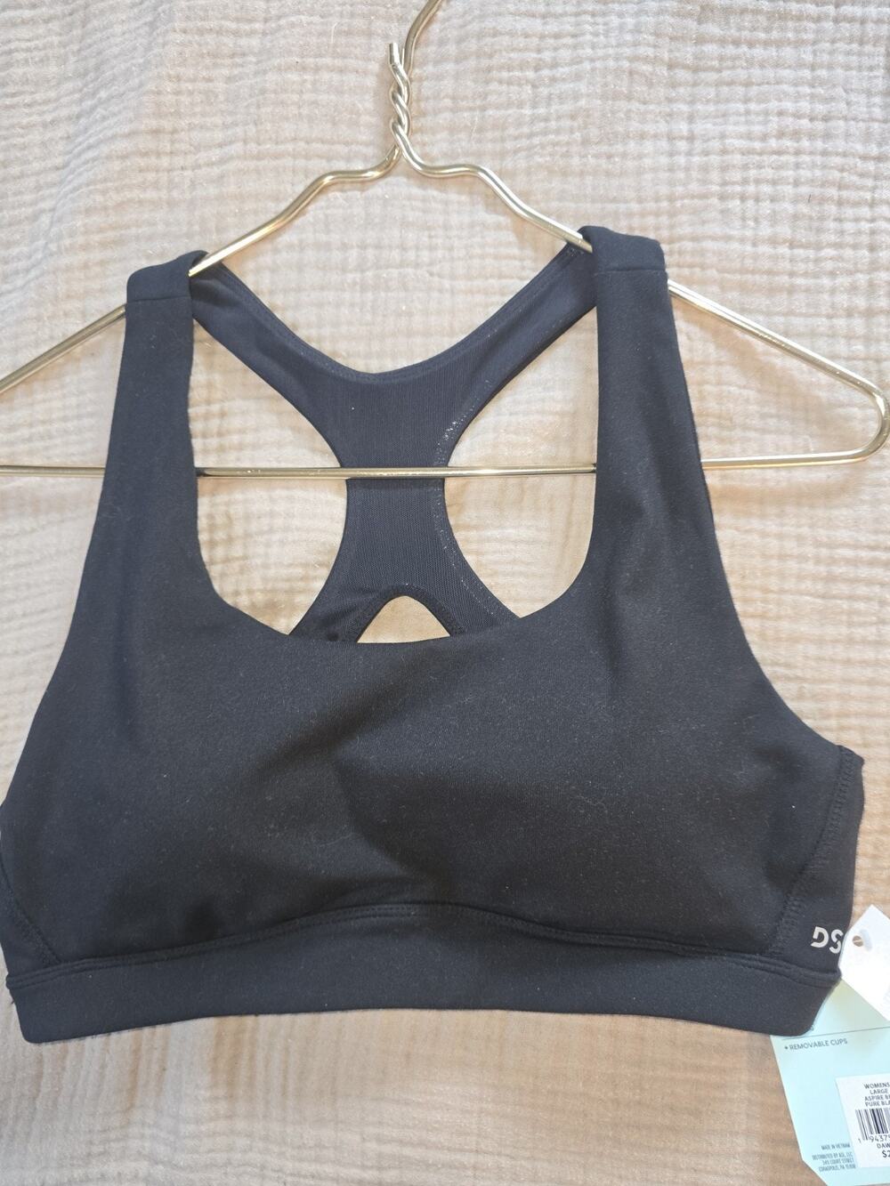 DSG Aspire Medium Support Sports Bra L Black Removable Pads new with tags top